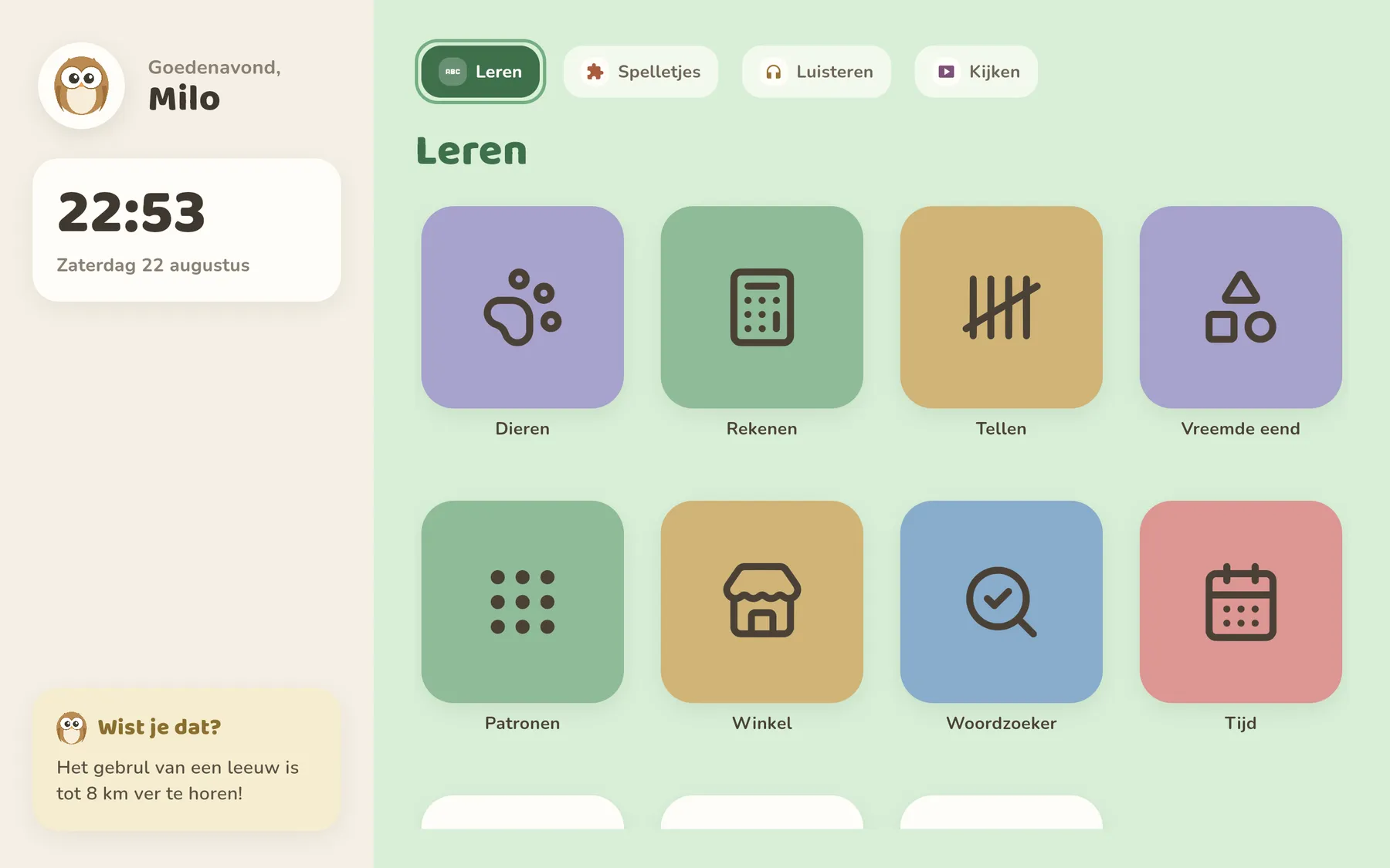 beginscherm — tablet, liggend