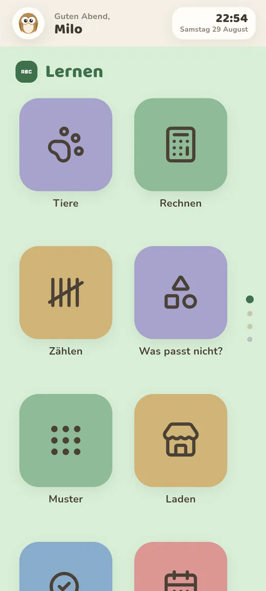 Startbildschirm (Handy im Hochformat)