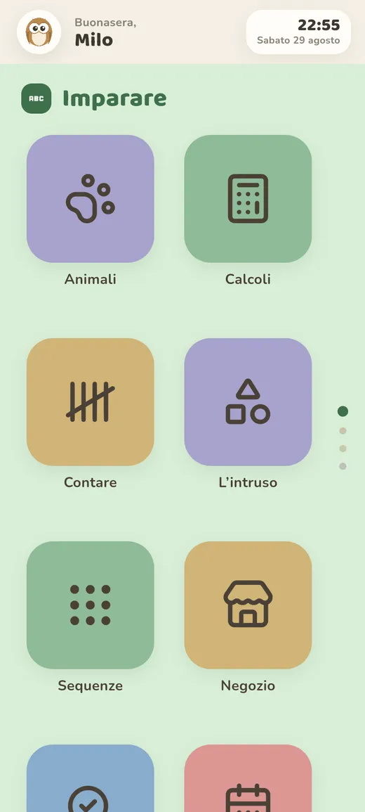 schermata iniziale, telefono in verticale