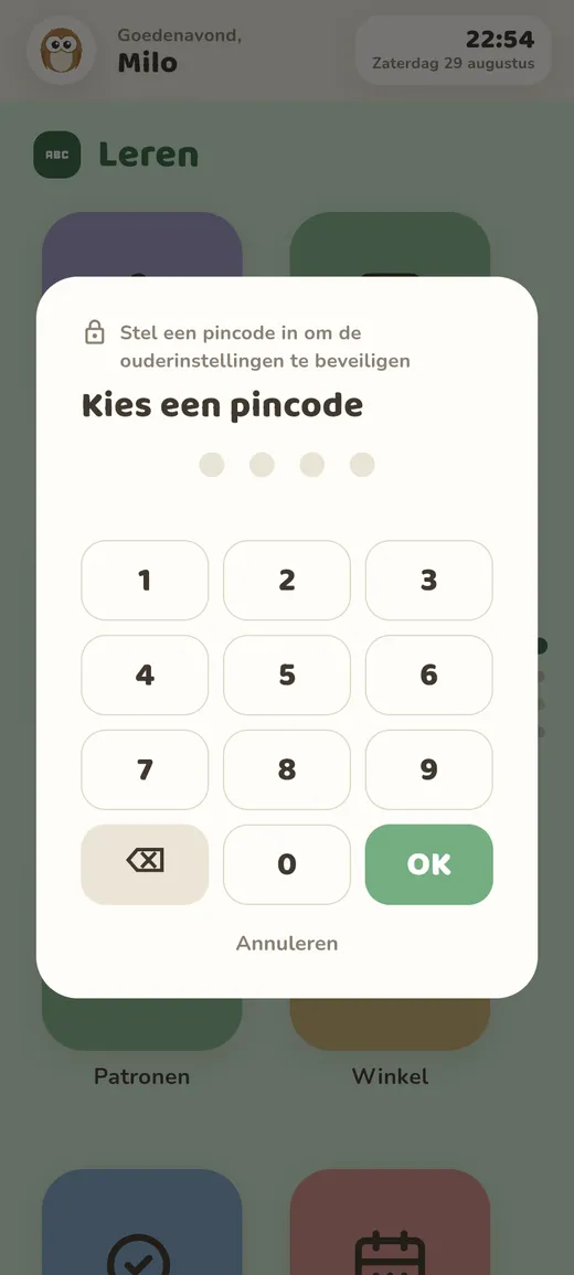 ouder-pincode (telefoon, staand)